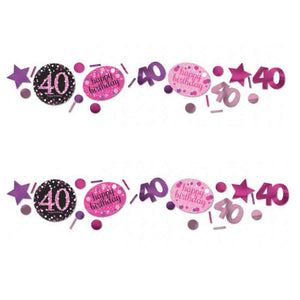 GLAMOUR PINK Happy Birthday Tischkonfetti Set ZAHL 40