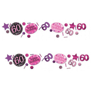 GLAMOUR PINK Happy Birthday Tischkonfetti Set ZAHL 60