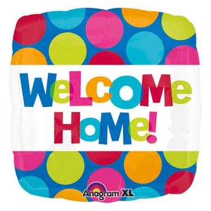 Folienballon "WELCOME HOME" bunte Punkte