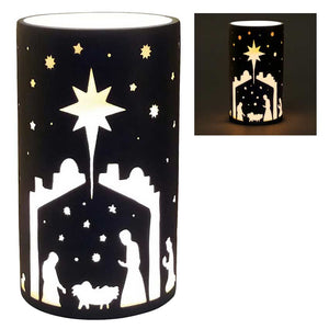 Windlicht Krippe hoch schwarz Ø 7 cm, Höhe 12,5 cm | Weihnachtsdekoration