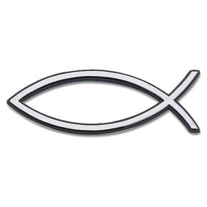 Hochreliefschild Fischkontur silber 13 cm
