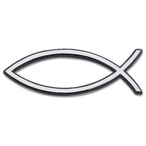 Hochreliefschild klein silber Fisch 7cm