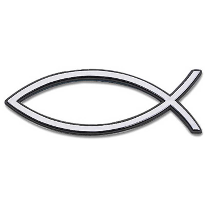 Hochreliefschild klein silber Fisch 7cm