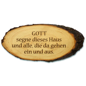 Baumrindenscheibe Gott segne dieses Haus
