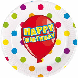 Party-Ballon Teller Happy Birthday 6 Stück 18 cm