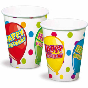 Party-Ballon Becher Happy Birthday 6 Stück 250 ml