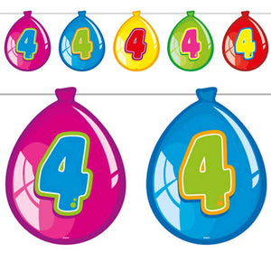 Party-Ballon Wimpelkette 10 m Zahl 4