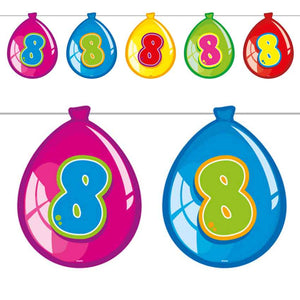 Party-Ballon Wimpelkette 10 m Zahl 8