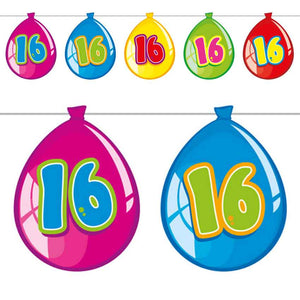 Party-Ballon Wimpelkette 10 m Zahl 16