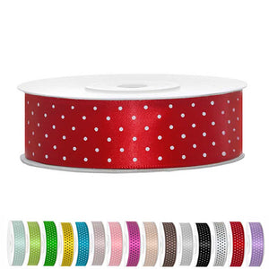 Satinband mit Punkten,Schleifenband mit Punkten, Punkteband, Schleifenband, Geschenk verpacken, dekoband, Satinband rot
