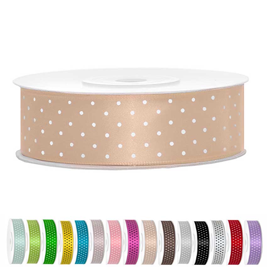 Satinband mit Punkten,Schleifenband mit Punkten, Punkteband, Schleifenband, Geschenk verpacken, dekoband, Satinband helllachs