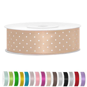 Satinband mit Punkten,Schleifenband mit Punkten, Punkteband, Schleifenband, Geschenk verpacken, dekoband, Satinband helllachs