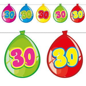 Party-Ballon Wimpelkette 10 m Zahl 30