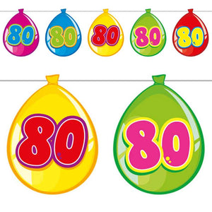 Party-Ballon Wimpelkette 10 m Zahl 80