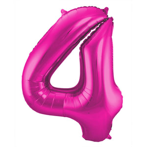 Folienballon 80cm groß Magenta Zahl 4