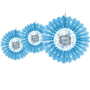 Fan Decoration It´s a Boy Geburt Junge 3er-Set 30cm hellblau