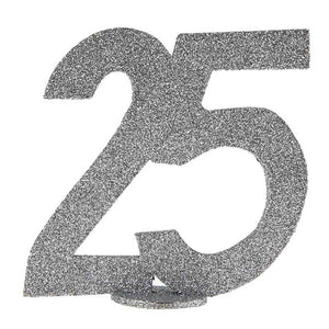 Tischaufsteller,Zahl 25,25. Jubiläum,25. Geburtstag,20 Jahre,silber glänzend,schimmernd,Silberne Hochzeit%0d%0a