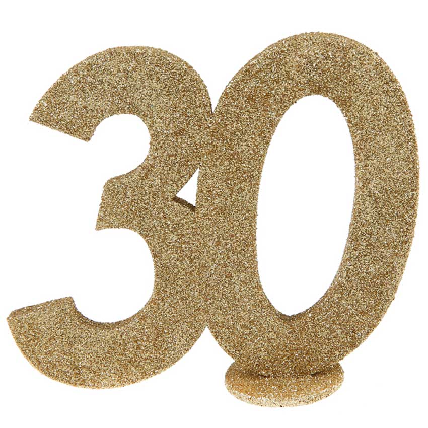 Tischaufsteller,Zahl 30,30. Jubiläum,30. Geburtstag,30 Jahre,gold glänzend,schimmernd