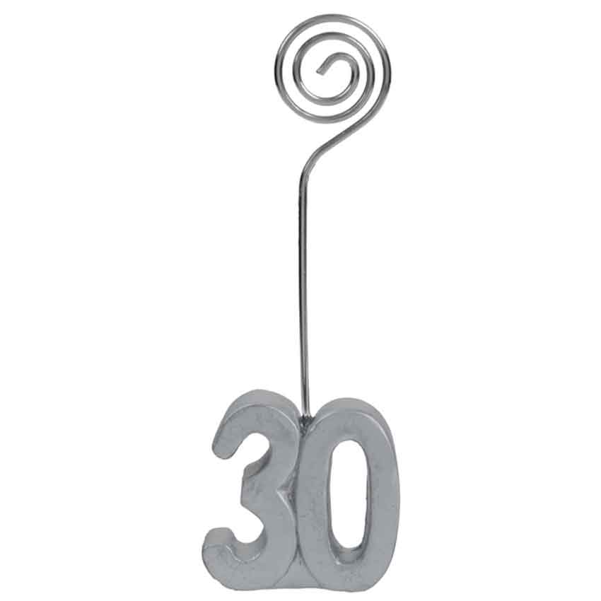 Fotohalter,Kartenhalter,Zahl 30,30. Jubiläum,30. Geburtstag,30 Jahre,silber,Notizhalter,online kaufen,Tischkartenhalter