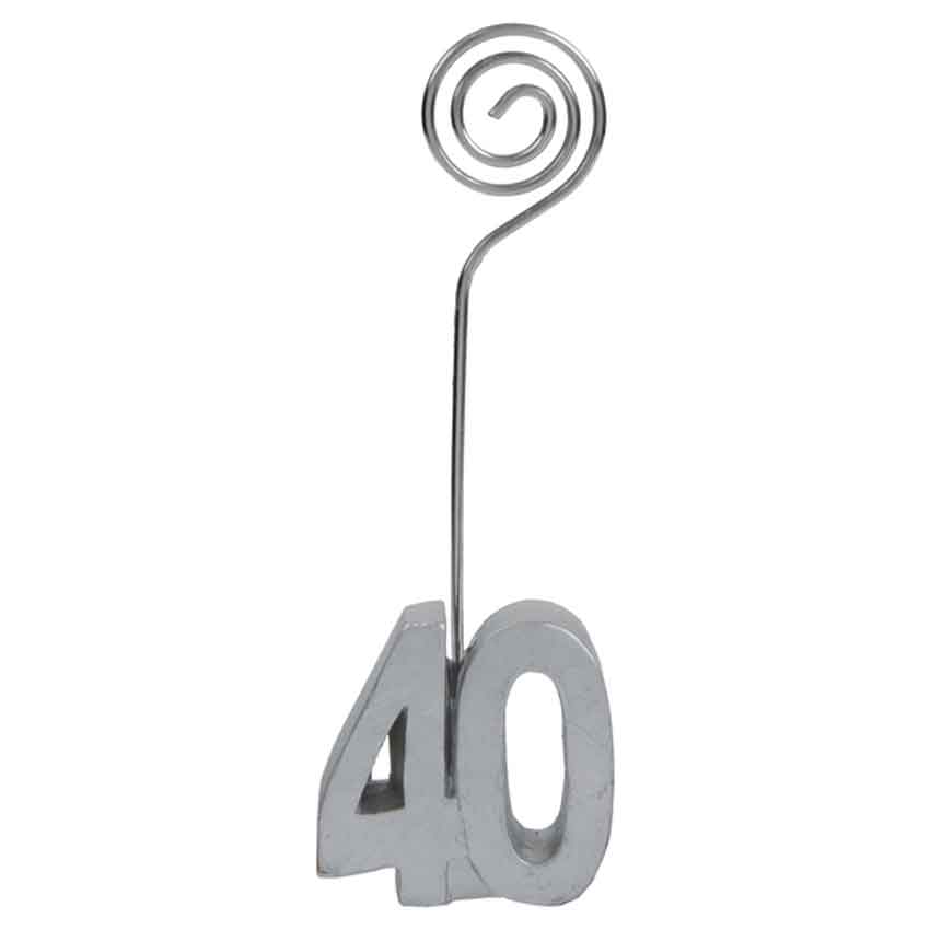 Fotohalter,Kartenhalter,Zahl 40,40. Jubiläum,40. Geburtstag,40 Jahre,silber,Notizhalter,online kaufen,Tischkartenhalter