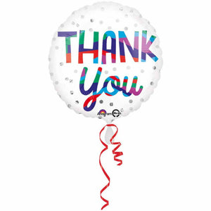 Folienballon "Thank you" Silberne Punkte