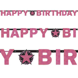 Glamour Pink XL Geburtstagsgirlande 2,13 m mit Zahl oder „Happy Birthday“