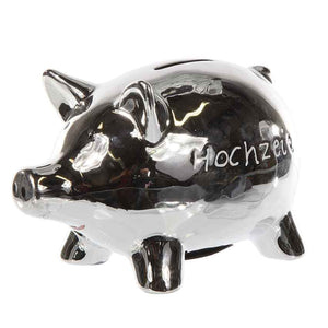 Sparschwein Hochzeitskasse silber glänzend