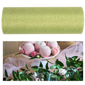 Glitzer-Tüll Dekostoff 15cm x 9m hellgrün