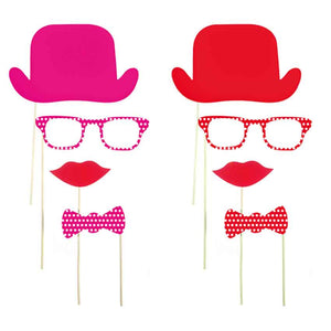 Foto-Requisiten "Damen" 2x 4tlg.(rot und pink)