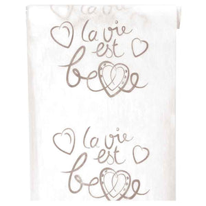 Tischläufer Vlies "La vie est belle" weiß