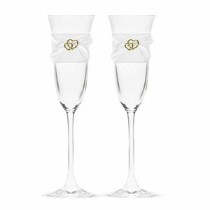 Champagnergläser 2 Stück mit goldenen Herzen