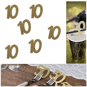 Glitzer-Konfetti maxi gold Zahl 10