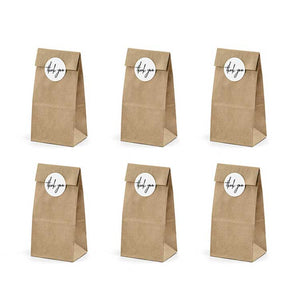 Geschenktüten aus Kraftpapier mit weißen Stickern thank you 6er