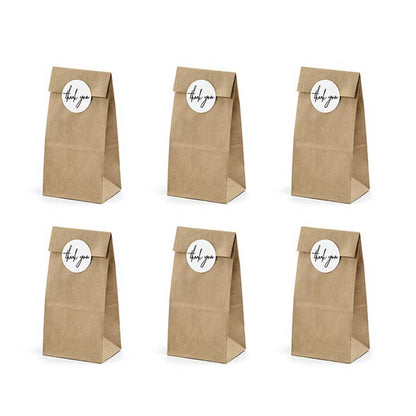 Geschenktüten aus Kraftpapier mit weißen Stickern thank you 6er