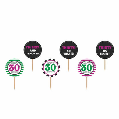 Cupcake Deko 6 Stück  Zahl 30 KPM13