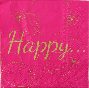 "Happy" pink Servietten 20er