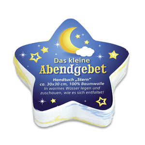 Gepresstes Handtuch "Stern" mit Kindergebet Abend