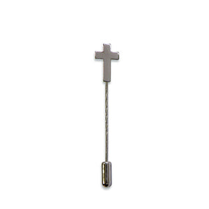 Anstecknadel Kreuz aus Metall mit langer Nadel ca. 2cm silber