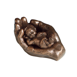 In seiner Hand | Figur Kind aus Kunststein 2-teilig bronzefarben