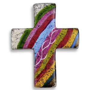 Handschmeichler Kreuz regenbogenfarben