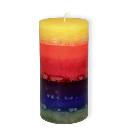 Regenbogen Kerze Stumpenform 15 cm