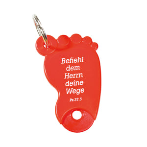 Schlüsselanhänger Fuß "Befiehl dem Herrn deine Wege" - rot