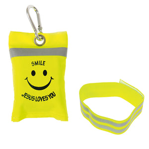 Reflektorband "smile - Jesus loves you" - neongelb
