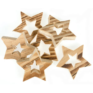 Weihnachtliche Tischdeko 6 Holzsterne 6x5 cm
