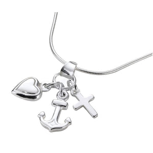 Christliche Kette Damen | Halskette mit Anhänger Kreuz / Herz / Anker, Sterlingsilber