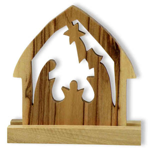 Weihnachtsschmuck "Krippe" aus Olivenholz, ca. 7 cm