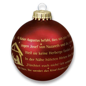 Christbaumkugel rot Geschichte und Krippe | Kleine Aufmerksamkeit zu Weihnachten