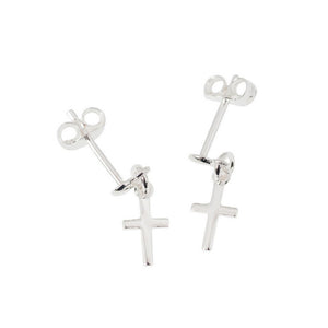 Ohrhänger Kreuz aus Sterlingsilber glänzend 0,8 cm