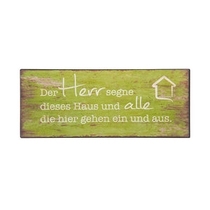 Metall-Schild Vintage grün "Der Herr segne dieses Haus..."