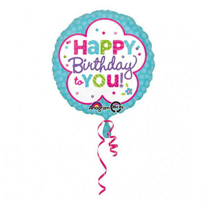 Folienballon türkis weiß  "Happy Birthday to you"